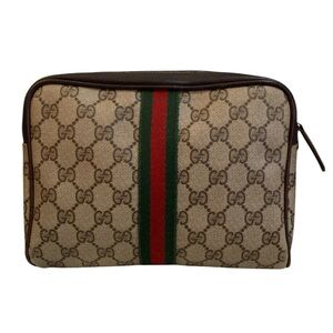 Gucci perfumes vintage GG Supreme Web Sherry Line Clutch Bag